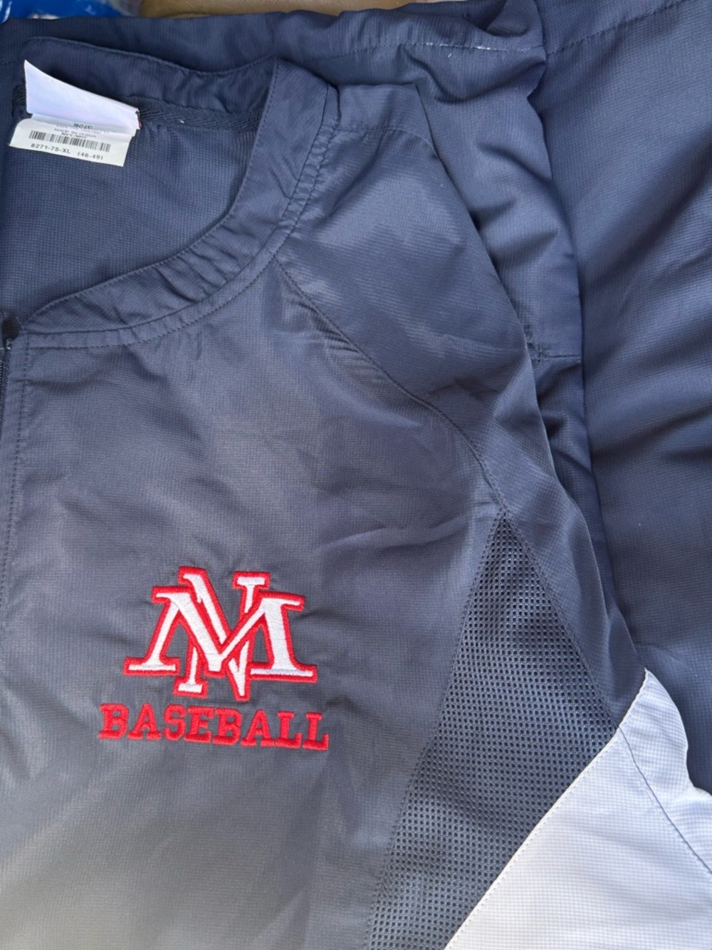 Unbranded Men's Navy Blue Baseball Jersey with Red Embroidered Logo